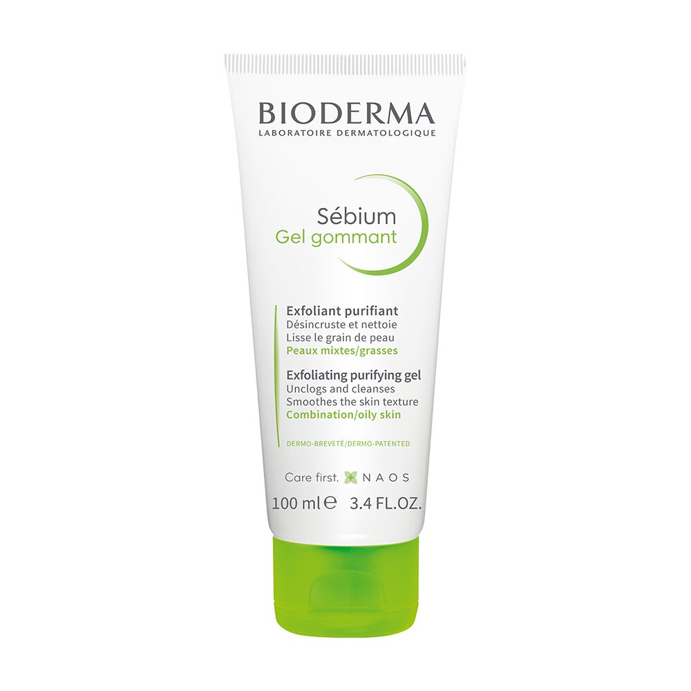 Gel tẩy tế bào chết cho da dầu mụn Bioderma.