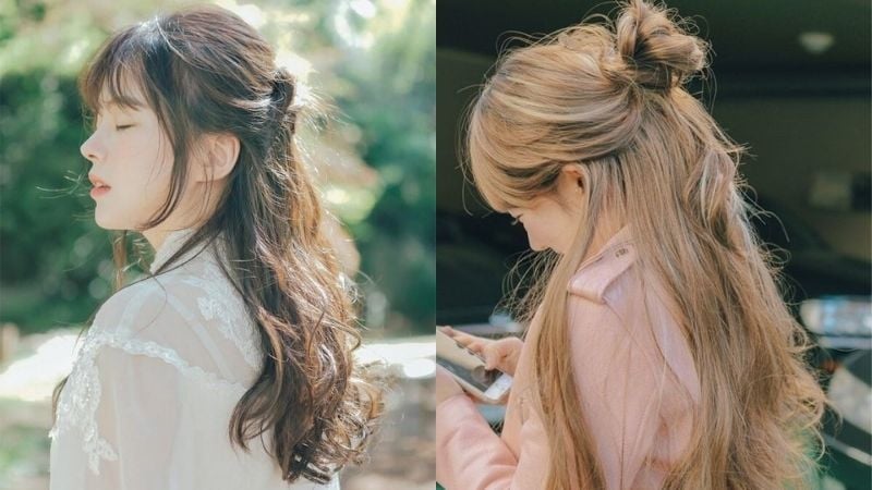 Kiểu tóc cột nửa có thể được biến tấu đa dạng, từ việc thả lỏng những lọn tóc ở hai bên cho đến uốn nhẹ nhàng để tạo thêm độ bồng bềnh.