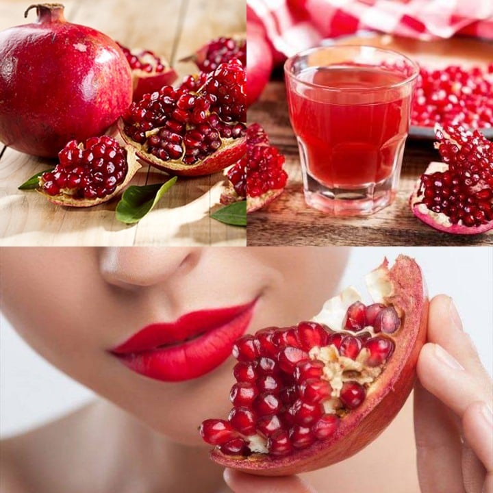 Vitamin C có trong nước ép lựu có tác dụng làm sáng da hiệu quả, hỗ trợ tăng cường sự sản sinh collagen, giúp da khỏe mạnh và đều màu.