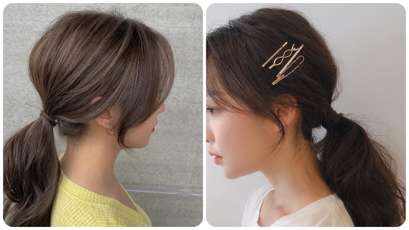 Kiểu tóc buộc thấp phù hợp với những cô nàng nữ tính