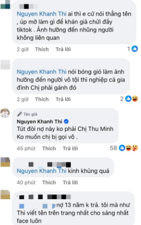 Cư dân mạng từng liên tục hỏi nữ kiện tướng về danh tính người nợ tiền nhưng cô không trả lời.