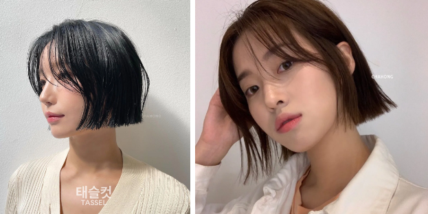 Ngọt ngào và trẻ trung hơn nữa là tóc bob mái thưa. Kiểu tóc này còn cho hiệu quả giấu nhược điểm, thu gọn gương mặt.