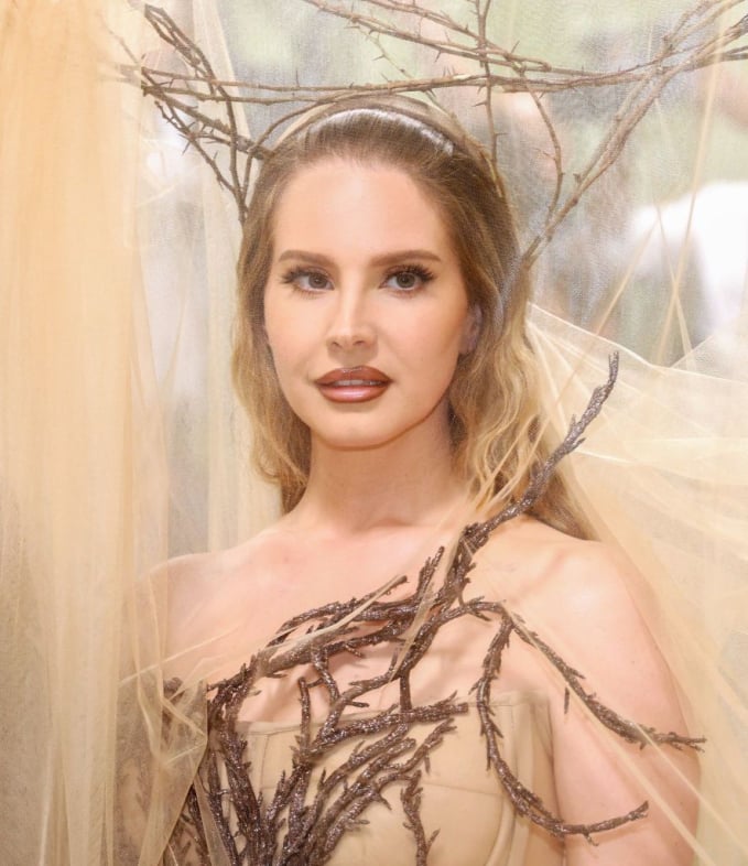 Tạo hình nữ thần cây của Lana Del Rey trở nên cuốn hút, ma mị hơn nhờ tông trang điểm màu nâu.
