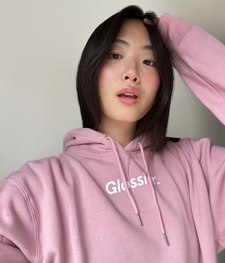 Beauty Merch-Cô gái mặt áo hoodie hồng