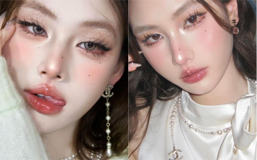 douyin - cô gái trang điểm kiểu douyin để selfie