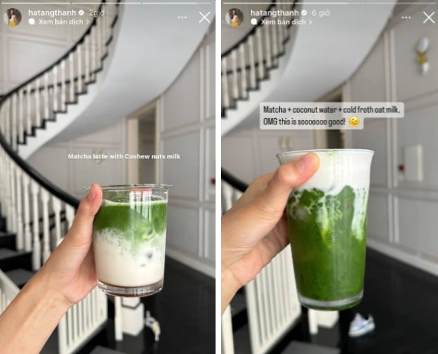 Matcha latte thường được Tăng Thanh Hà kết hợp với sữa hạt