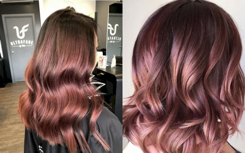Tóc Ombre/ highlight nâu hồng