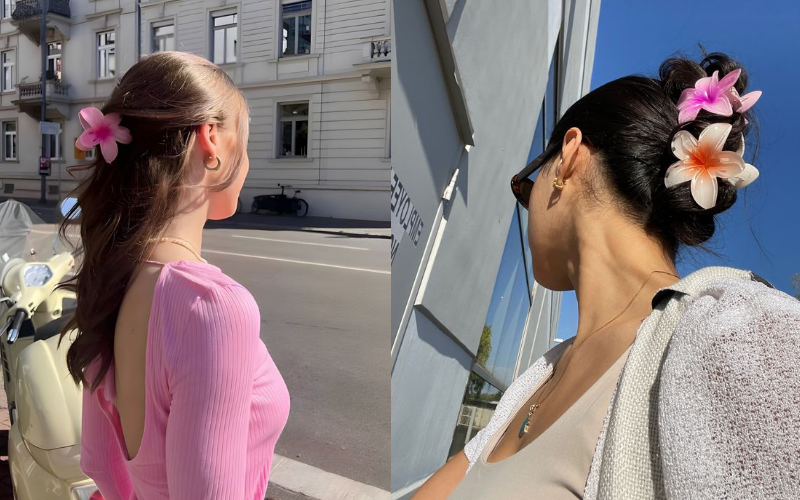 Chính vì kẹp tóc hoa sứ cũng có hình dáng tương đương và màu sắc tươi sáng, bắt mắt nên càng cho mùa hè thêm phần rực rỡ.
