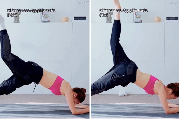 Bạn được yêu cầu đá cao chân từ trước ra sau với biên độ lớn nhất có thể.