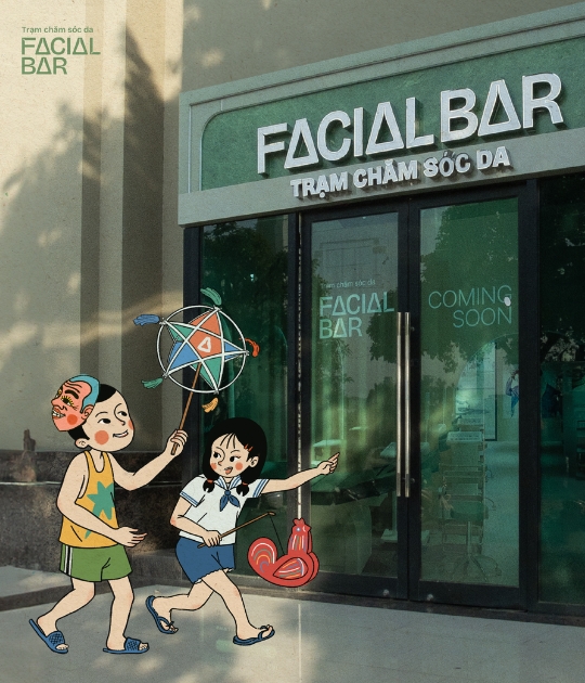 trung thu - tiệm spa màu xanh lá tên Facial Bar