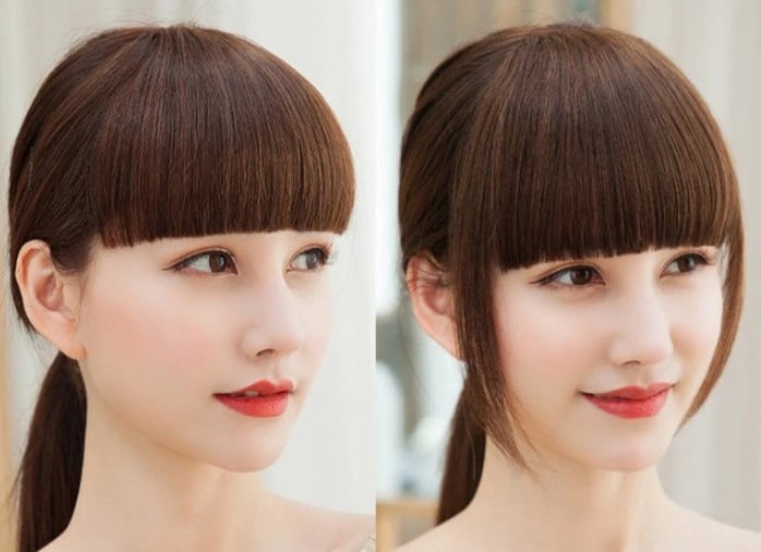 Kiểu mái dày mang đến vẻ ngoài ấn tượng, giúp gương mặt trông nhỏ gọn hơn.