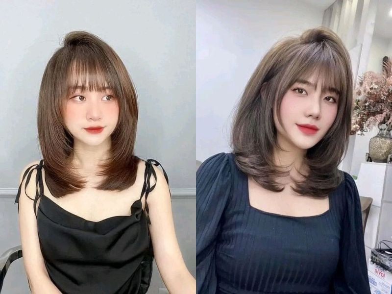 Nếu bạn có khuôn mặt dài, hãy kết hợp với mái thưa hoặc mái bay để tạo sự cân đối.
