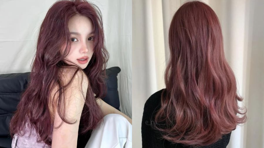 Tóc màu nâu hồng trẻ trung, ngọt ngào.