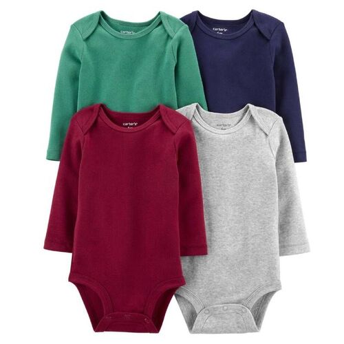 Set 4 bộ Bodysuit Carters cotton dài tay 3M