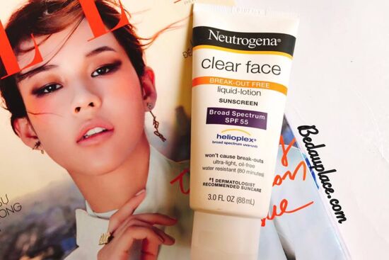 Review kem chống nắng Neutrogena Clear Face Liquid Lotion SPF 55